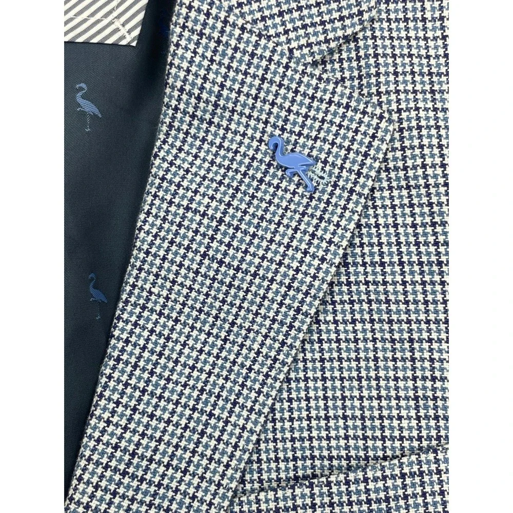 Tailorbyrd Blazer Mens 40R Micro Houndstooth 100% Linen 2-Button Single Breast